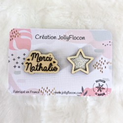 Lot de 2 pin's "merci" personnalisables