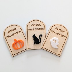 Magnet personnalisé en bois pour Halloween