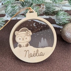 Boule de Noël en Bois et Acrylique Personnalisée - Animaux de Noël